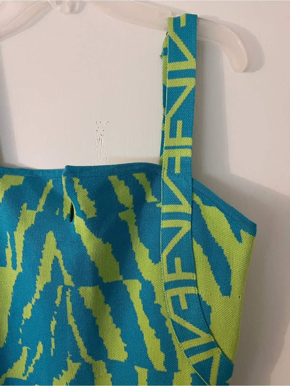 Fashion Nova Lime Green & Teal Patterned Bodycon Mini Dress - Picture 6 of 13